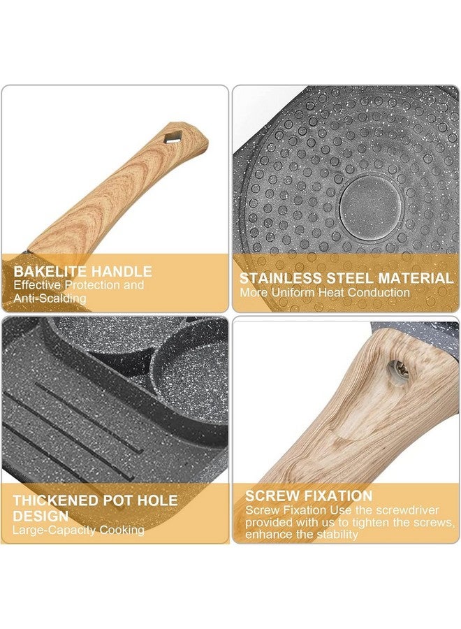 HaRvic Non Stick Egg Frying pan with Blocks Aluminium Fry pan for Cooking with Wooden Handle Egg Omelette pan Round with Detachable Handle (Grey) - Image 5