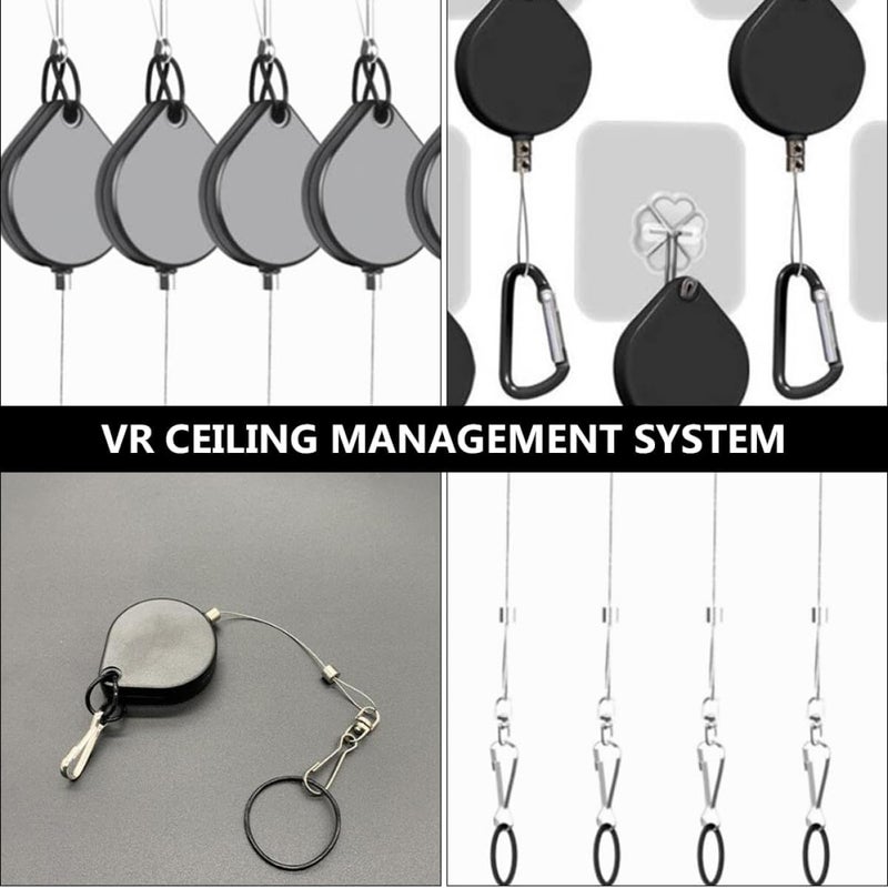 Uonlytech Vr Ceiling Suspension Kit 40pcs Cable Management Pulley System for Vr Headsets with Hooks, Cable Boxes, Screws, and Wall Stickers, Grey, Suitable for Virtual Environment Setup - Image 5