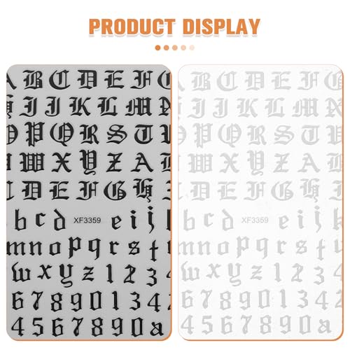 Minkissy Nail Letter Stickers 4 Sets Old English Nail Decals White Black Gothic Letters and Numbers Stickers for Women Girls Manicure Tool - Image 5