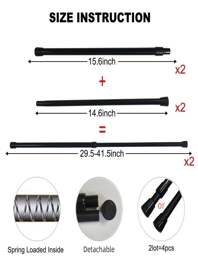 ave split Spring Tension Curtain Rod stretchable No need screw tool Single Rod shower Curtain Rod Closet Rod (29.5"-41.5"black 2pcs) - Image 2
