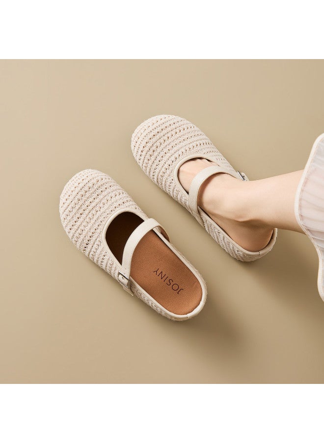 Josiny Spring New Mary Jane Shoes Hollow Knit Platform Shoes Open Back Shoes - Image 3