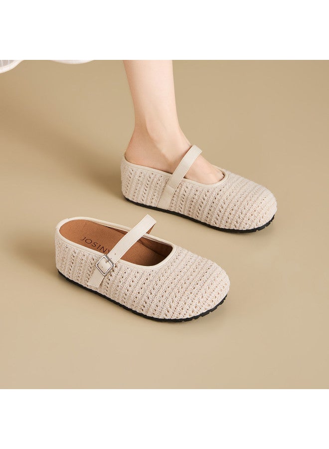 Josiny Spring New Mary Jane Shoes Hollow Knit Platform Shoes Open Back Shoes - Image 2