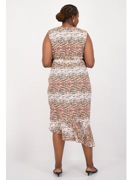 Chi-Chi London Women Curvy Animal Print Wrap Dress, Multicolor  - Image 4