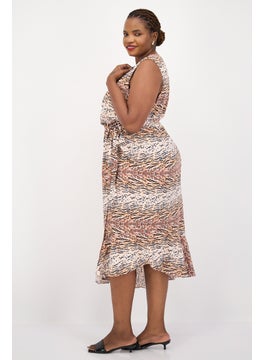Chi-Chi London Women Curvy Animal Print Wrap Dress, Multicolor  - Image 3