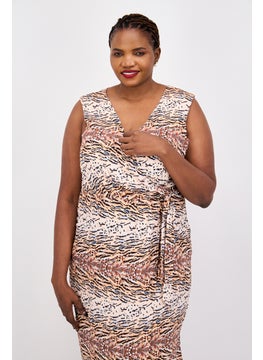 Chi-Chi London Women Curvy Animal Print Wrap Dress, Multicolor  - Image 2