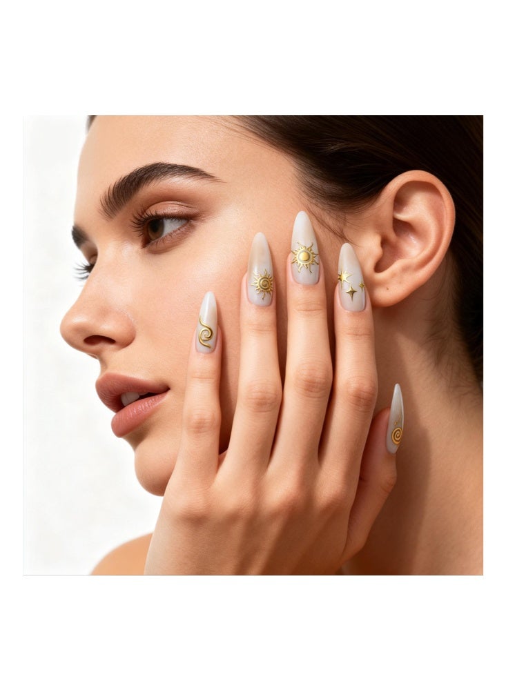 rocooart 4 Colour Aurora Holographic Moon Star Nail Art Stickers Decals Self-Adhesive Colorful Nail Supplies Nail Art Design Decoration Accessories （Gold, Rose gold, Silver, Aurora）4PCS - Image 2