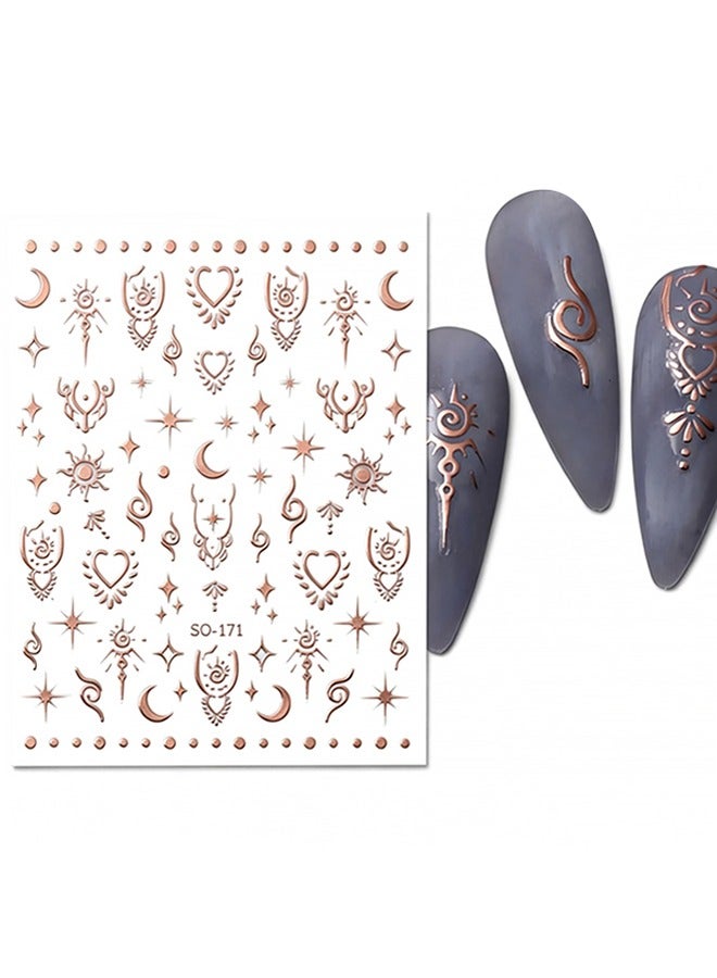 rocooart 4 Colour Aurora Holographic Moon Star Nail Art Stickers Decals Self-Adhesive Colorful Nail Supplies Nail Art Design Decoration Accessories （Gold, Rose gold, Silver, Aurora）4PCS - Image 4
