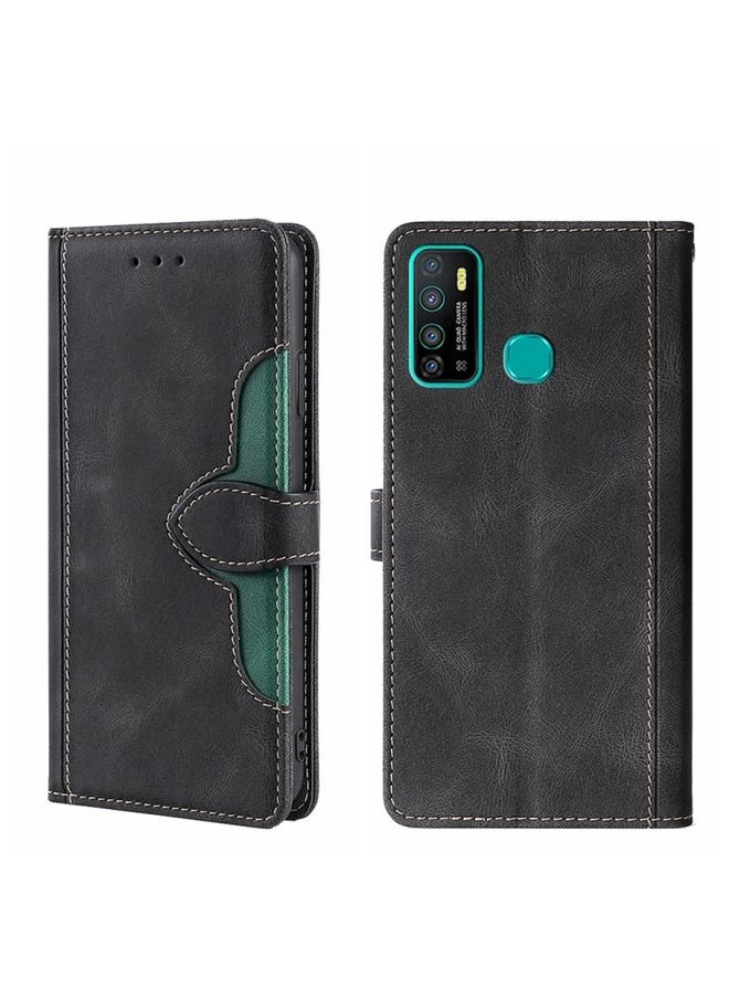 HuHa Case Cover For For Infinix Hot 9 / Note 7 Lite X655C Skin Feel Straw Hat Magnetic Buckle Leather Phone Case(Black) 
