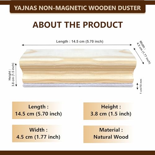 YAJNAS Wooden Duster & Marker Combo For Whiteboard & Chalkboard Use - Duster + 1 Black + 1 Blue + 1 Red + 1 Green Marker Combo, Premium Non Magnetic Wooden Duster With Whiteboard Marker - Image 3