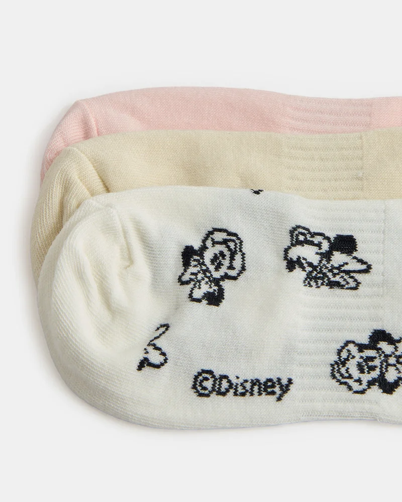 Redtag Women Assorted Minnie Crew Length  Socks (3 Pairs)