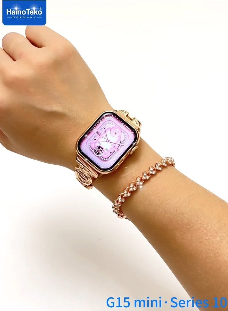 Haino Teko Haino Teko G15 Mini Smartwatch - Luxury Women's Smartwatch, Includes Analog Watch and Bracelet, 3 Different Straps, Bluetooth for Calls and Alerts, Health Tracking and Daily Steps - Image 3