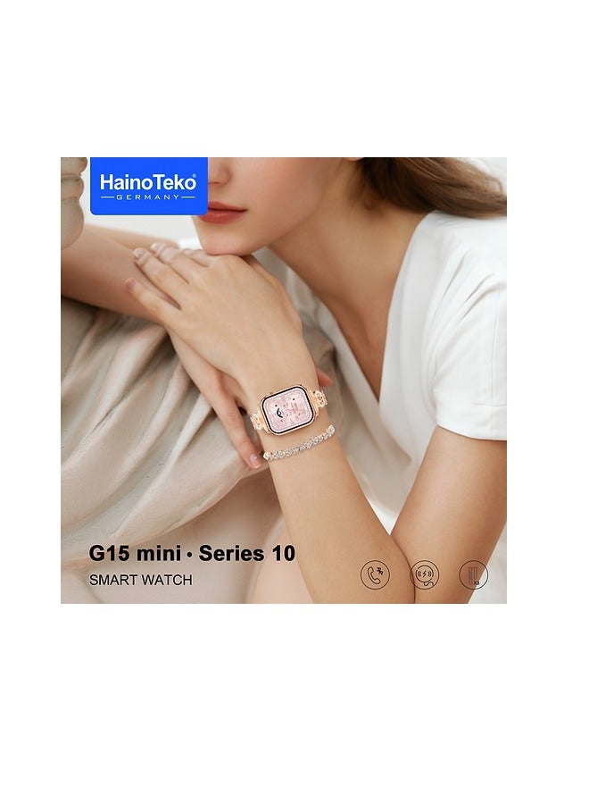 Haino Teko Haino Teko G15 Mini Smartwatch - Luxury Women's Smartwatch, Includes Analog Watch and Bracelet, 3 Different Straps, Bluetooth for Calls and Alerts, Health Tracking and Daily Steps - Image 2