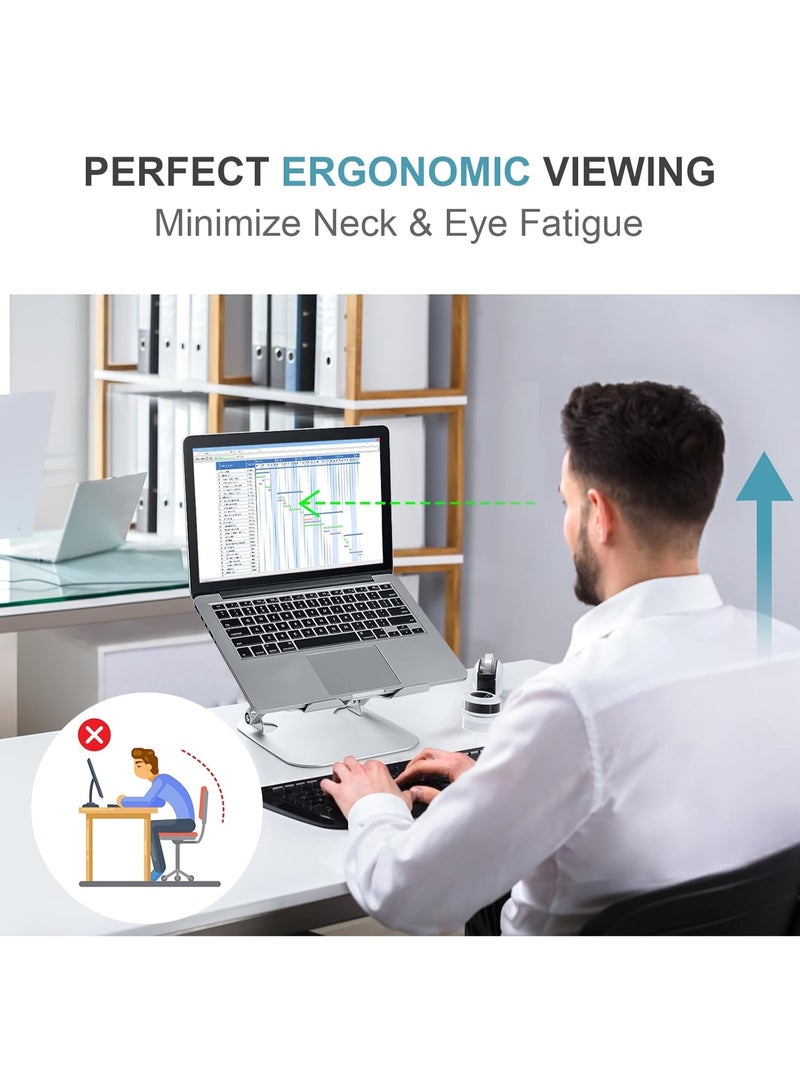 Laptop Cooling Stand with 3 Speed Fan, Adjustable Height Laptop Stand for Desk, Ergonimic Aluminum Laptop Cooling Pad for 10-15'' Notebook - Image 5