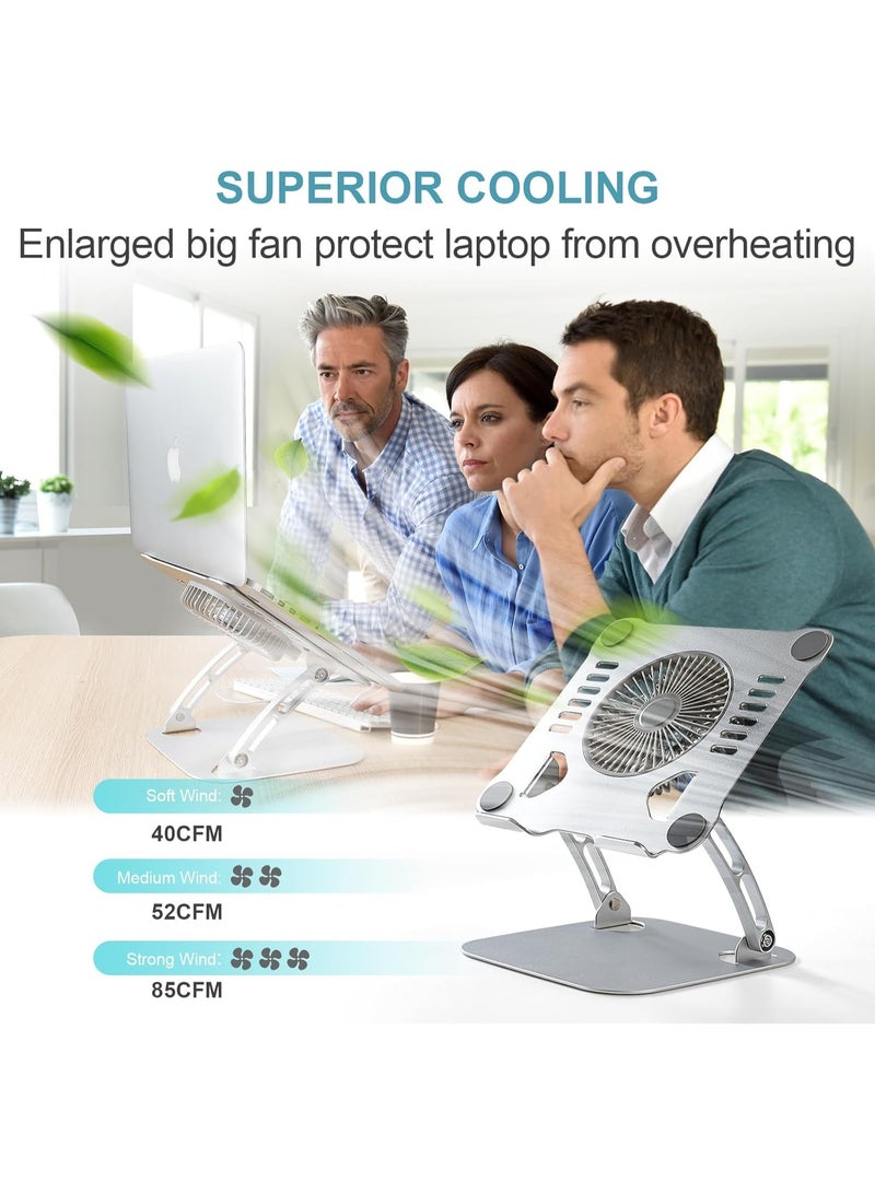 Laptop Cooling Stand with 3 Speed Fan, Adjustable Height Laptop Stand for Desk, Ergonimic Aluminum Laptop Cooling Pad for 10-15'' Notebook - Image 4