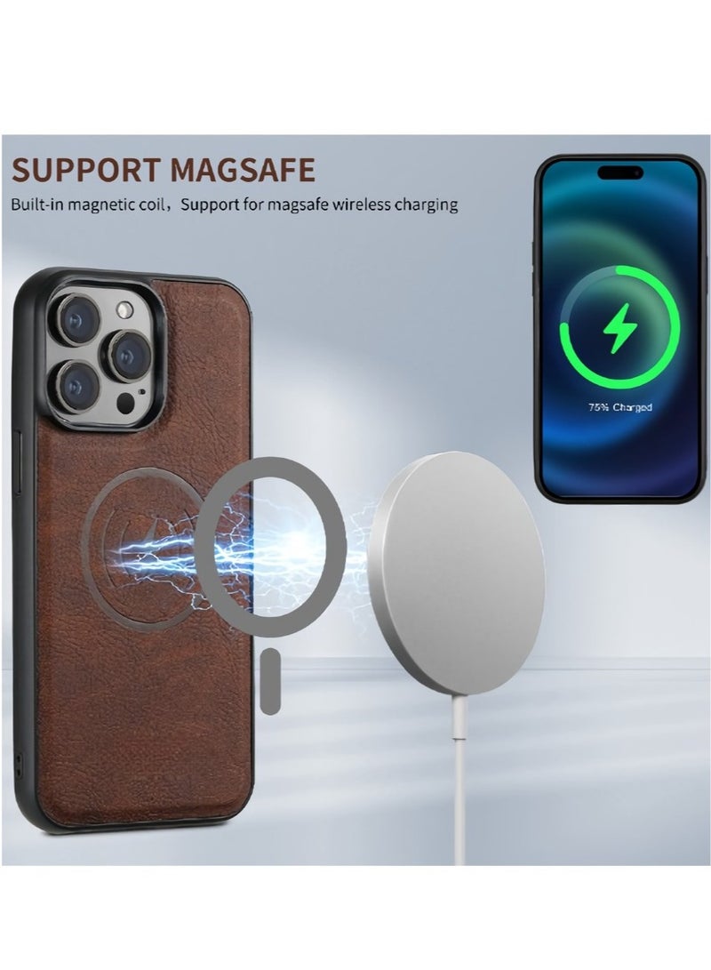 AROAQ Iphone Wallet Phone Case, Premium Leather Phone Case Back Cover, Elegant Design Phone Protective Cover For Iphone 15 Pro, ( Brown ) - Image 4