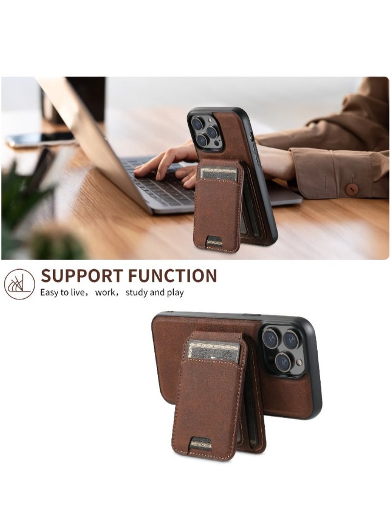 AROAQ Iphone Wallet Phone Case, Premium Leather Phone Case Back Cover, Elegant Design Phone Protective Cover For Iphone 15 Pro, ( Brown ) - Image 2