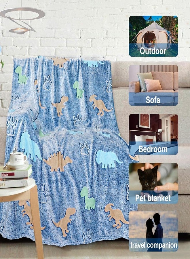 CUPEX Glow in The Dark Blanket for Kids, Gifts for Girls, Soft Kids Blankets for Christmas Birthday, Cozy & Warm All-Season Glow Blanket Ideal Gift for Boys & Girls (Blue Dinosaur) - Image 4