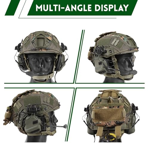 ClrfZebr Tactical Helmet with Headset,4in1 Upgraded Adjustable with Helmet Cover for Airsoft Cosplay Military Tactical Gear (Black) - Image 5
