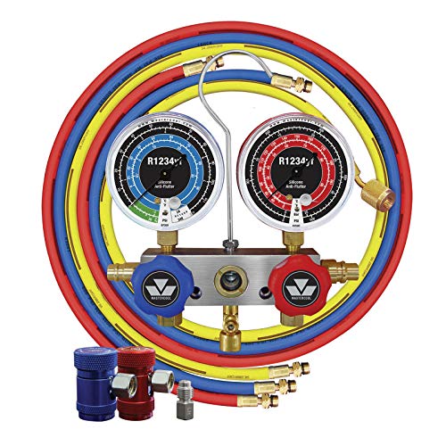 Mastercool 83272 R1234yf 2-Way Manifold Gauge Set with 72" Hoses – U.S. Designed, Assembled, and Tested – Durable Aluminum Construction and 3.5" Anti-Flutter Gauges - Image 1
