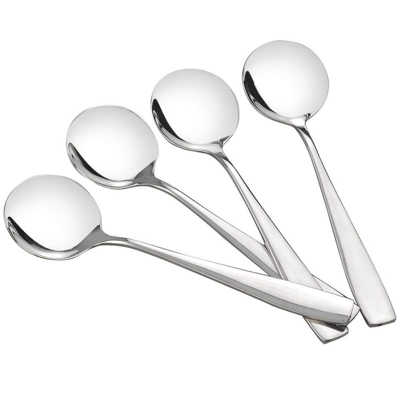HOMMP 16Piece Soup Spoons Round Stainless Steel Bouillon Spoons