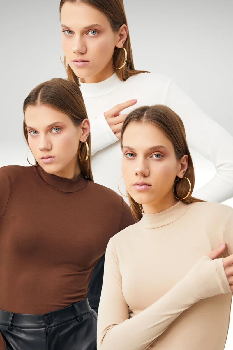 Bipantolon BIPANTOLON Women's 3-Pack Slim Fit Half Turtleneck Bodysuits
