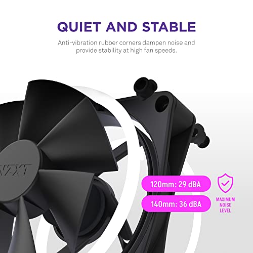NZXT F140 RGB – 140mm PWM PC Fan – High Airflow, Low Noise – Fluid Dynamic Bearing – Single (Requires NZXT RGB Controller for CAM Software) – 18 LEDs – Black - Image 3