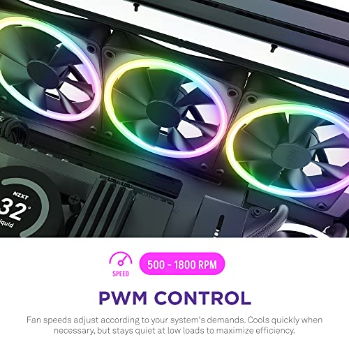 NZXT F140 RGB – 140mm PWM PC Fan – High Airflow, Low Noise – Fluid Dynamic Bearing – Single (Requires NZXT RGB Controller for CAM Software) – 18 LEDs – Black - Image 2
