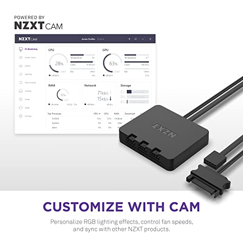 NZXT F140 RGB – 140mm PWM PC Fan – High Airflow, Low Noise – Fluid Dynamic Bearing – Single (Requires NZXT RGB Controller for CAM Software) – 18 LEDs – Black - Image 4