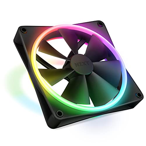 NZXT F140 RGB – 140mm PWM PC Fan – High Airflow, Low Noise – Fluid Dynamic Bearing – Single (Requires NZXT RGB Controller for CAM Software) – 18 LEDs – Black - Image 1