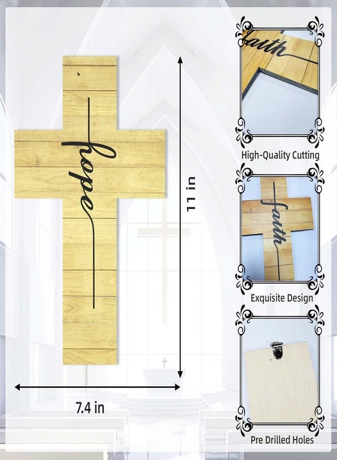 Bnesi 4PCS Christian Wall Decor Set Farmhouse White Cross Art with Family Faith Love Hope Religious Cross Decor for Home Ideal Christian Decor for Living Room Bedroom Spiritual Spaces (Brown) - Image 3