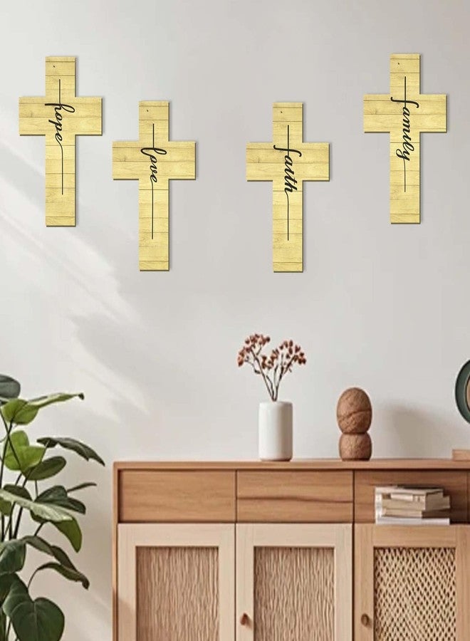 Bnesi 4PCS Christian Wall Decor Set Farmhouse White Cross Art with Family Faith Love Hope Religious Cross Decor for Home Ideal Christian Decor for Living Room Bedroom Spiritual Spaces (Brown) - Image 5