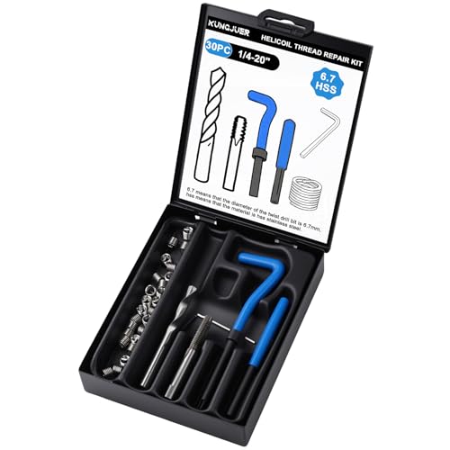 KUNGJUER 30PC SAE Helicoil Thread Repair Insert Kit 1420 inch Rethread - Image 1