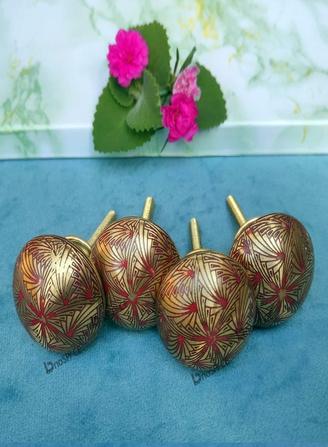 BnoSpace Red Brass Knobs for Cabinets, Drawers, Dresser Door & Pulls - Set of 4 - Image 5