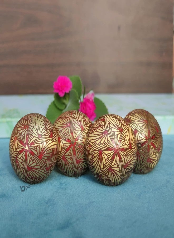 BnoSpace Red Brass Knobs for Cabinets, Drawers, Dresser Door & Pulls - Set of 4 - Image 2