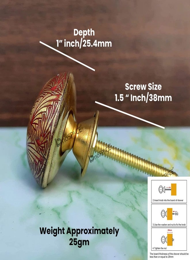 BnoSpace Red Brass Knobs for Cabinets, Drawers, Dresser Door & Pulls - Set of 4 - Image 4