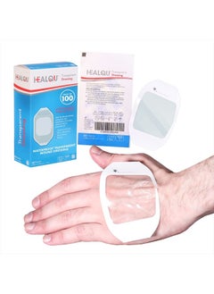 HEALQU Transparent Film Dressing, 2 3/8" x2 3/4" Box of 100 - Waterproof Wound Bandage Adhesive Patches, Post Surgical Shower or IV Shield, Tattoo Aftercare Bandage by Healqu  - Image 1