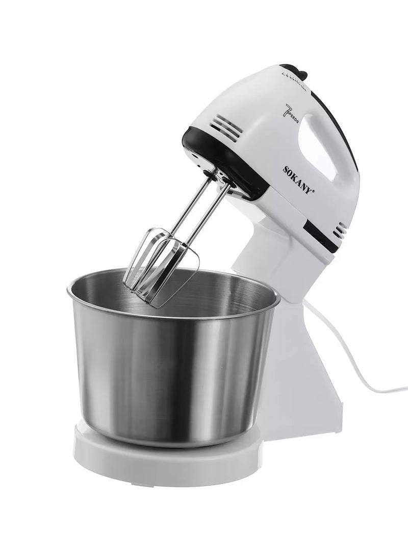 sokany Mini Stand Mixer Machine, 2L Stainless Steel Bowl, 7 Speed Settings, Professional Baking Results, Easy Mixing And Kneading, 2 L CX-6620 White  - Image 1