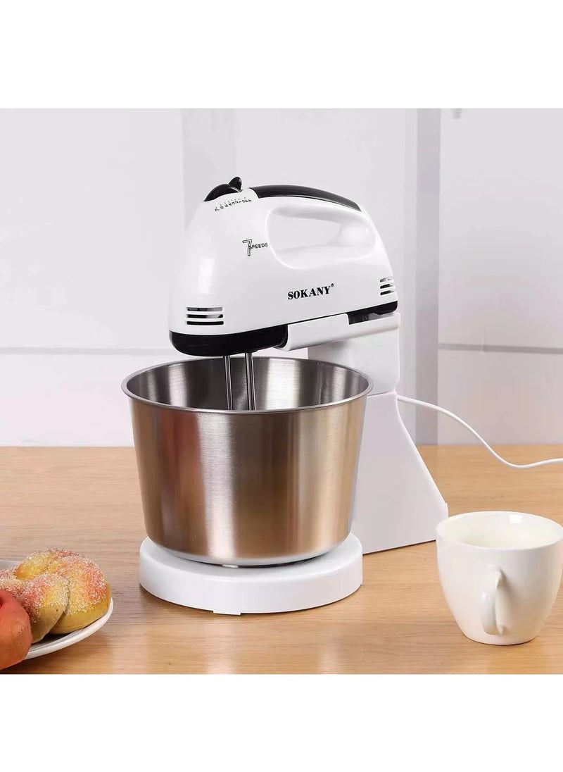 sokany Mini Stand Mixer Machine, 2L Stainless Steel Bowl, 7 Speed Settings, Professional Baking Results, Easy Mixing And Kneading, 2 L CX-6620 White  - Image 2