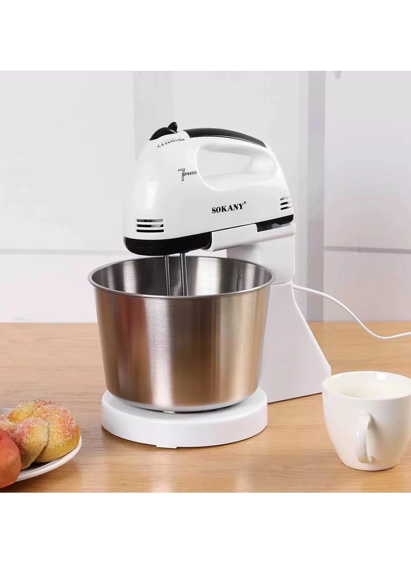 sokany Mini Stand Mixer Machine, 2L Stainless Steel Bowl, 7 Speed Settings, Professional Baking Results, Easy Mixing And Kneading, 2 L CX-6620 White  - Image 3
