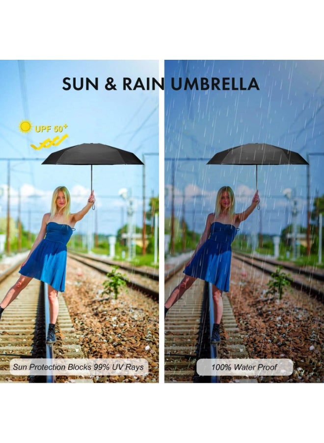 HIHILOOK Mini Travel Umbrella Purse with Case Compact, Lightweight, UV Umbrella UPF 50+ Sun Protection, Windproof Portable Parasol for Women, Men & Kids  - Image 2