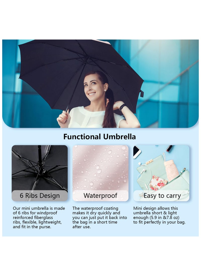 HIHILOOK Mini Travel Umbrella Purse with Case Compact, Lightweight, UV Umbrella UPF 50+ Sun Protection, Windproof Portable Parasol for Women, Men & Kids  - Image 4