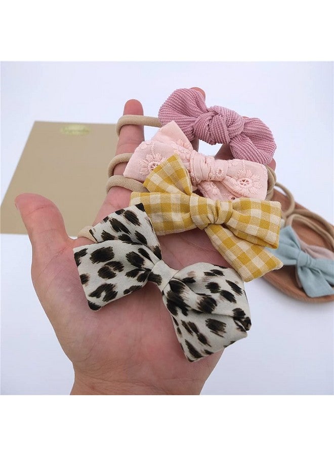 Sugarmelon Baby Nylon Headband With Bows For Newborn Toddler Hair Bow Elastic For Infant Baby Girls Kids Hairbands Accessories White Leopard Floral - Image 4