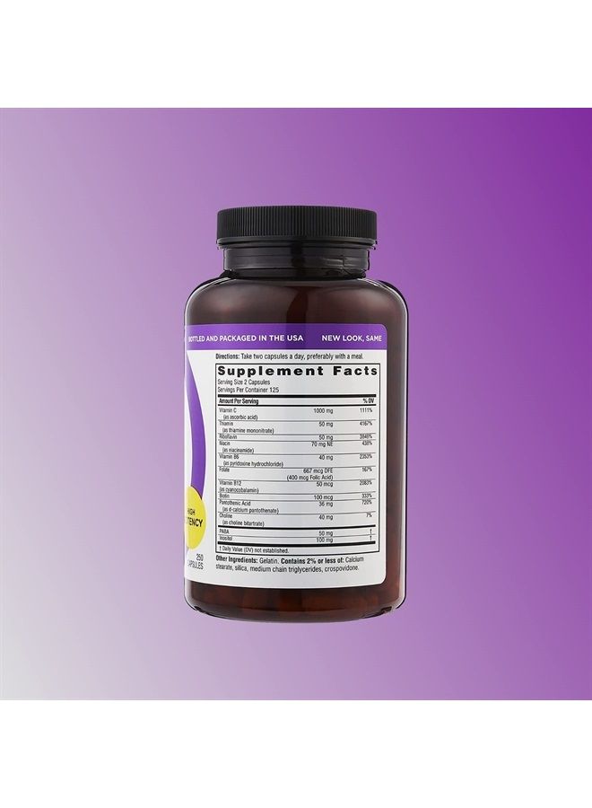 Twinlab Stress B-Complex Caps - Energy Support Supplement with Vitamin B12 and B6-250 Capsules - Image 2