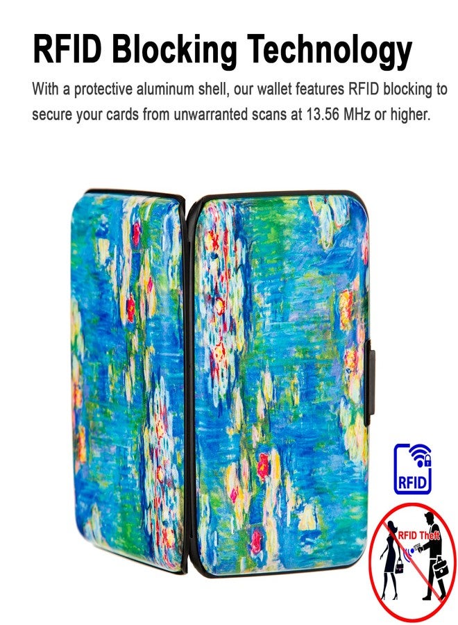 Kaabao Credit Card Holder Small RFID Blocking Wallet Business Metal Slim Mini Aluminum Hard Case for Women Men Gift (Monet Water Lilies) - Image 3