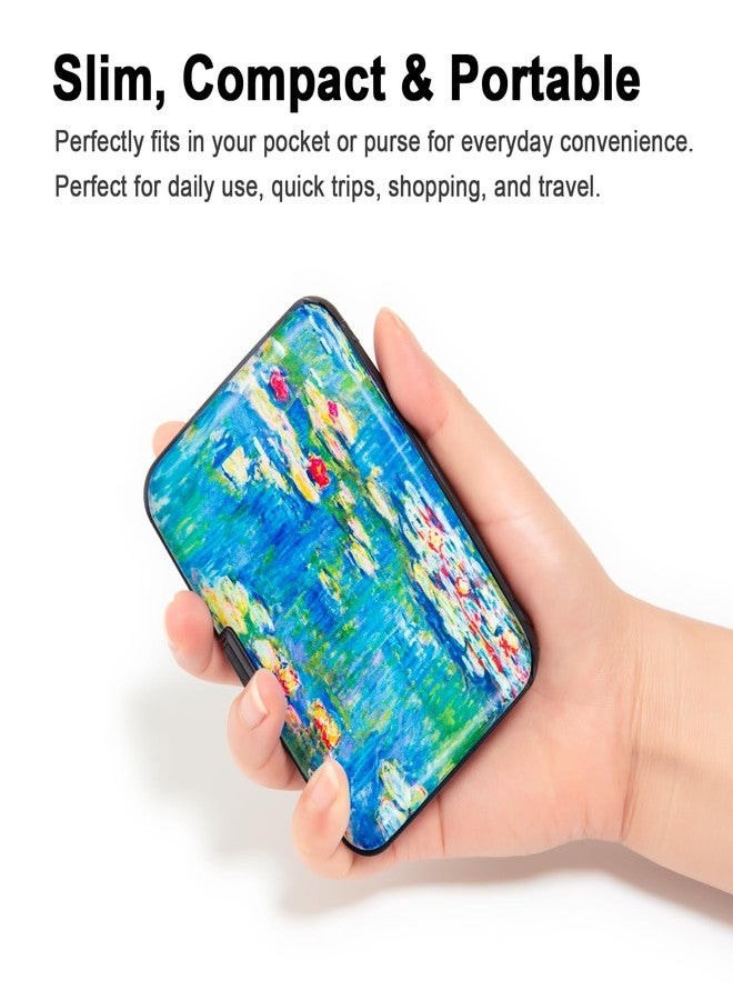Kaabao Credit Card Holder Small RFID Blocking Wallet Business Metal Slim Mini Aluminum Hard Case for Women Men Gift (Monet Water Lilies) - Image 2