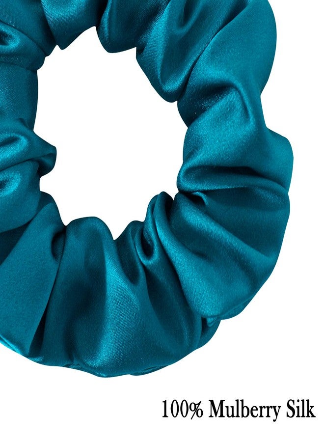 SOBONNY MulberrySilk Scrunchies for Women Hair Ties for Sleep and Night Hair Sleep, Women Grils Silk Hair Ties 3 Pack（Black,Taupe,Peacock blue） - Image 3