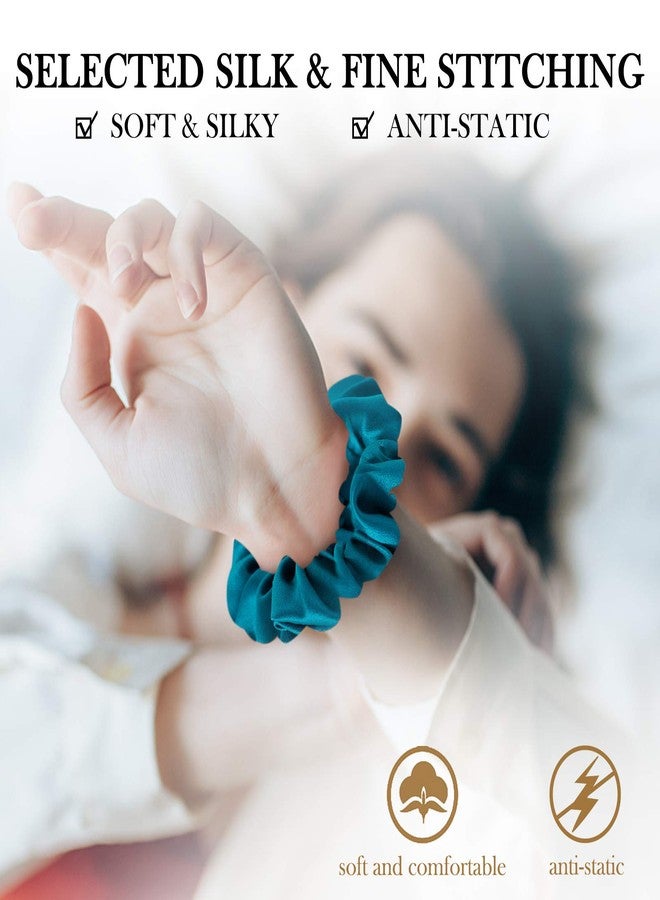 SOBONNY MulberrySilk Scrunchies for Women Hair Ties for Sleep and Night Hair Sleep, Women Grils Silk Hair Ties 3 Pack（Black,Taupe,Peacock blue） - Image 5