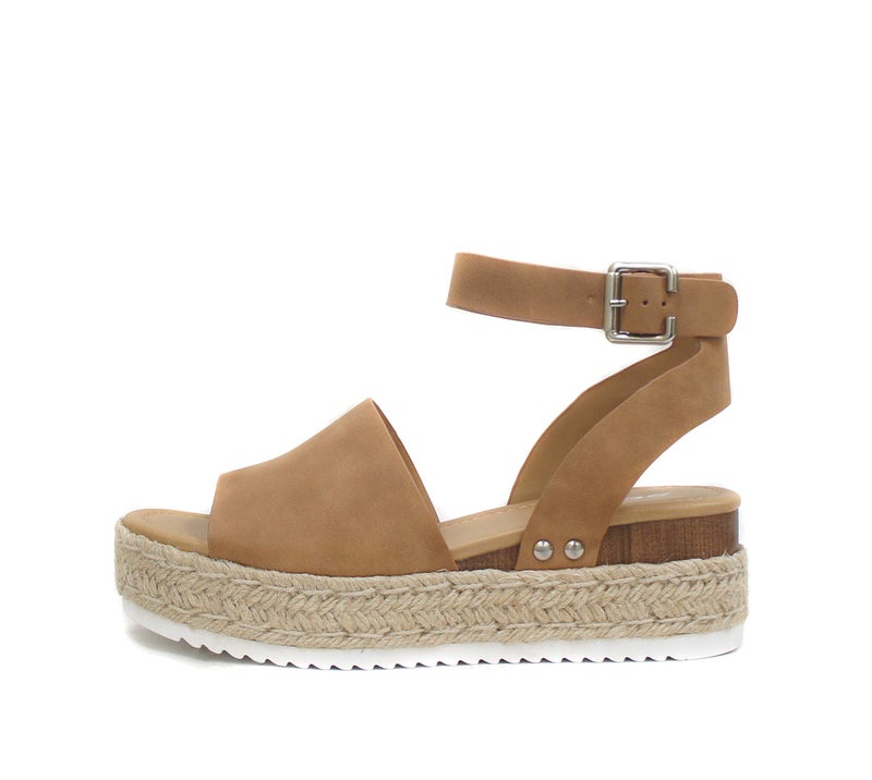 Soda Topic Open Toe Buckle Ankle Strap Espadrilles Flatform Wedge Casual Sandal Tan us_footwear_size_system adult numeric medium 55