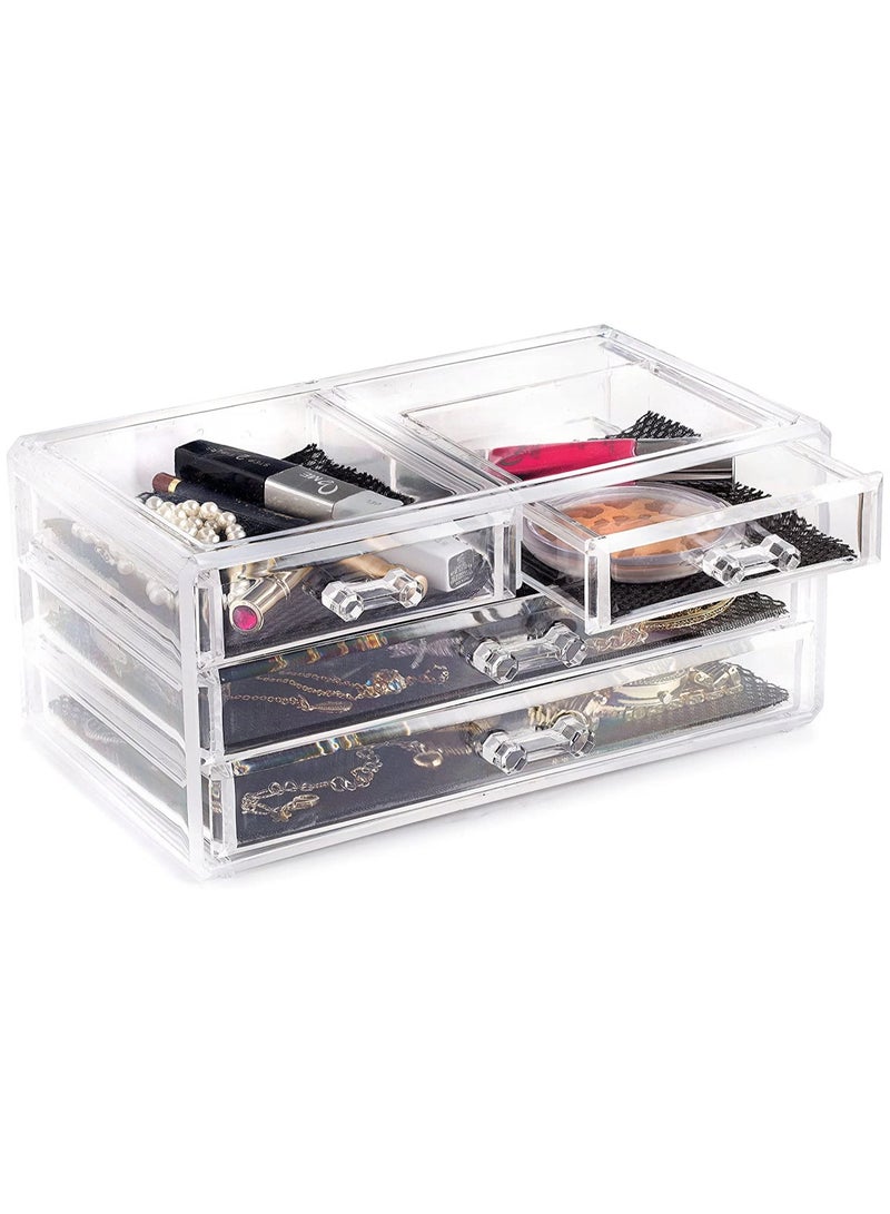 منظم تخزين مستحضرات التجميل من الأكريليك مع 4 أدراج - شفاف - Image 4