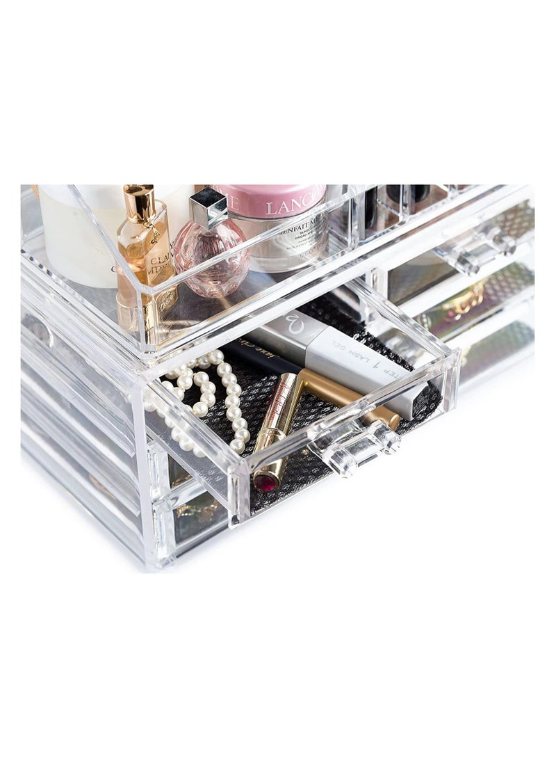 منظم تخزين مستحضرات التجميل من الأكريليك مع 4 أدراج - شفاف - Image 5